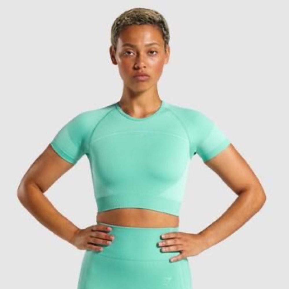 Gymshark Ultra Seamless Crop Top - Green Size Small